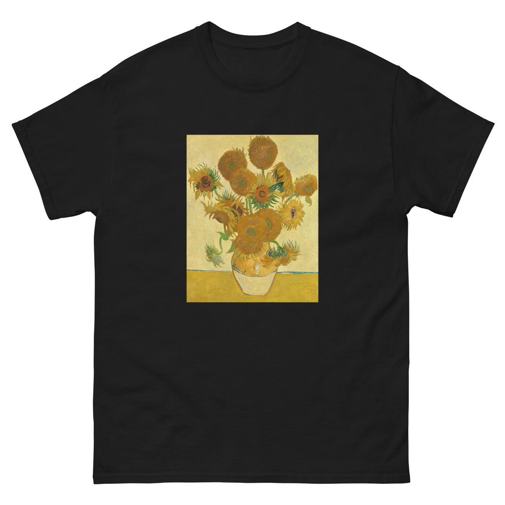 Black T-shirt Vincent Van Gogh S Sunflowers Famous Still Life Painting Essential