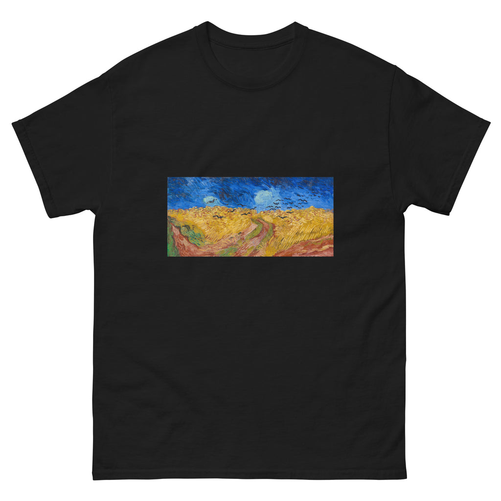 Black T-shirt Vincent Van Gogh S Wheatfield With Crows Famous Landscape Painting Essential