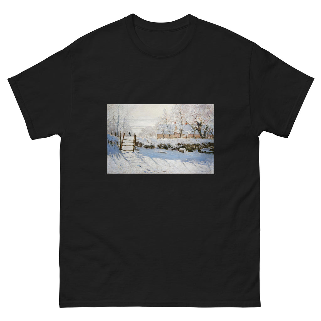 Black T-shirt Claude Monet S The Magpie Famous Painting Essential