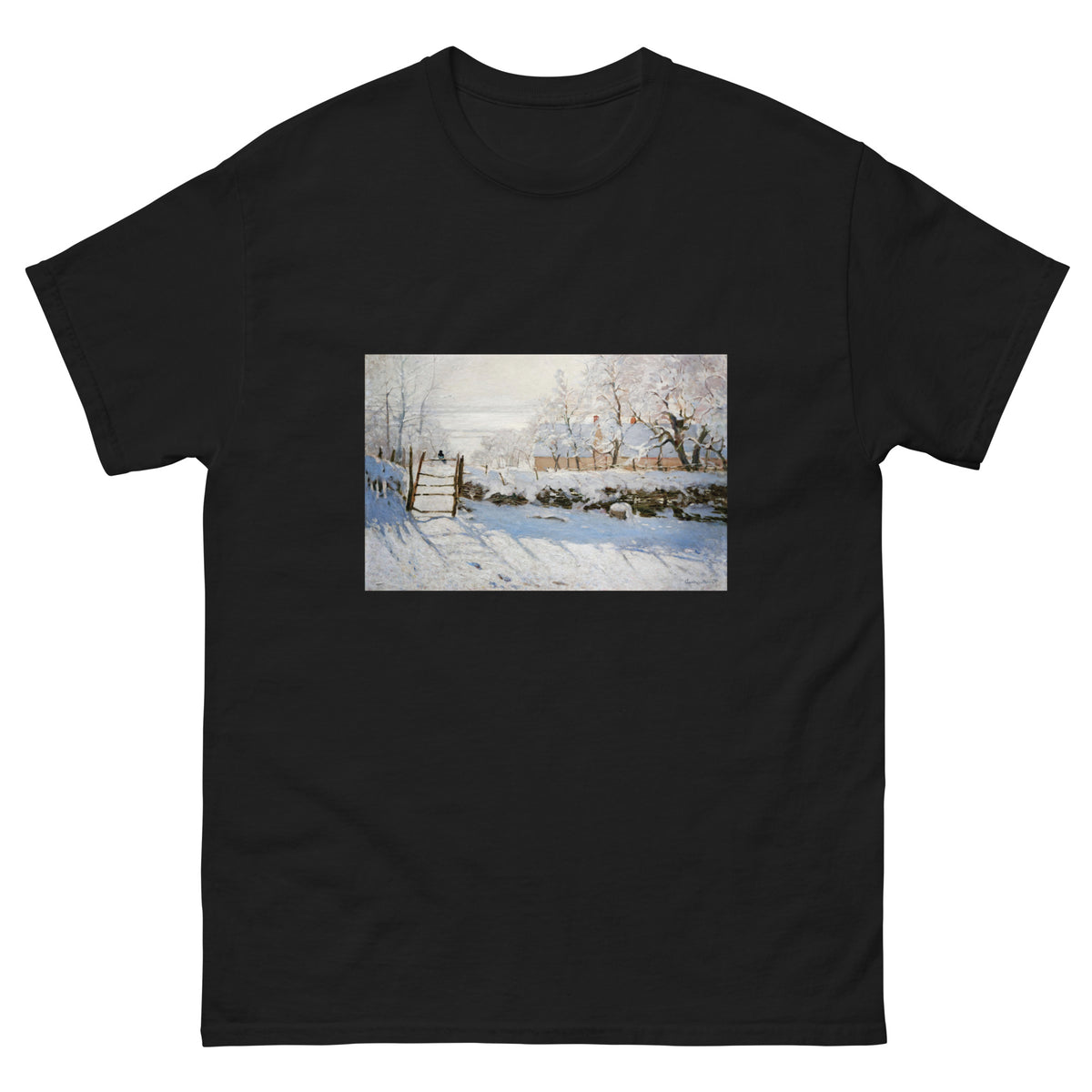 Black T-shirt Claude Monet S The Magpie Famous Painting Essential