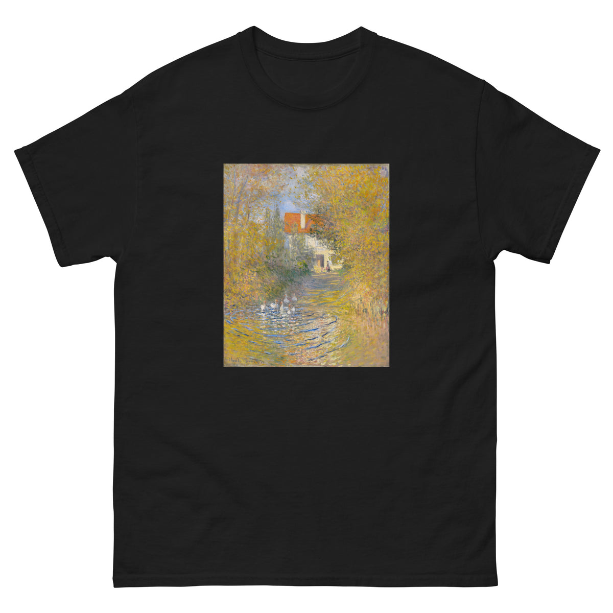 Black T-shirt Claude Monet S The Geese Famous Painting Essential