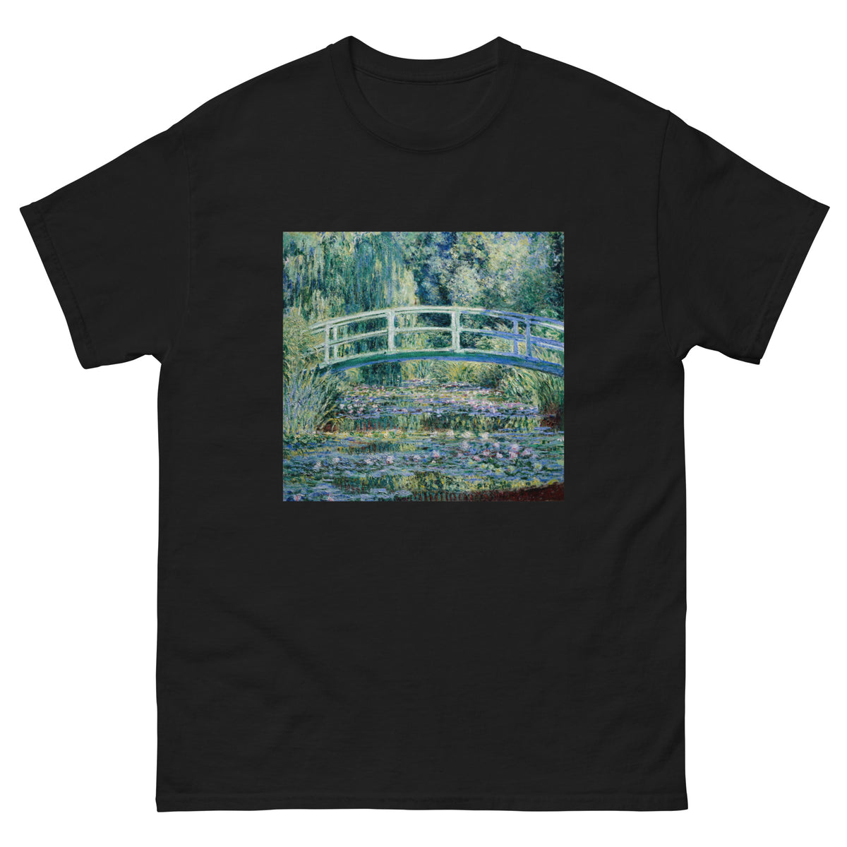 Black T-shirt Claude Monet S Water Lilies And Japanese Bridge Famous Painting Essential