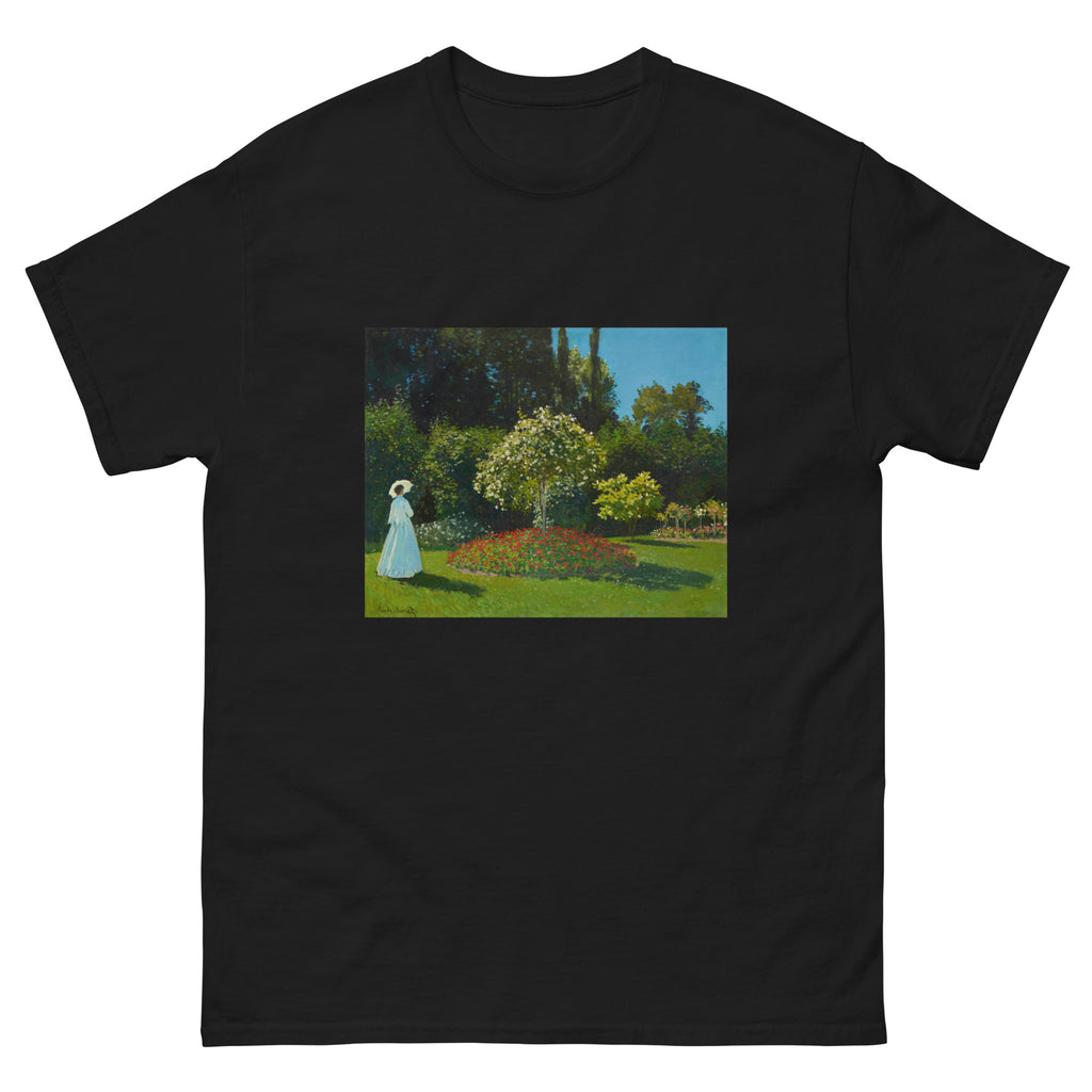 Black T-shirt Claude Monet S Lady In The Garden Famous Painting Essential