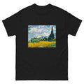 Black T-shirt Vincent Van Gogh S Wheat Field With Cypresses Famous Painting Essential