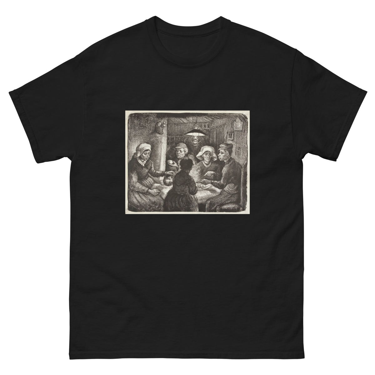 Black T-shirt Composition Lithograph Of The Potato Eaters De Aardappeleters 1885 Essential