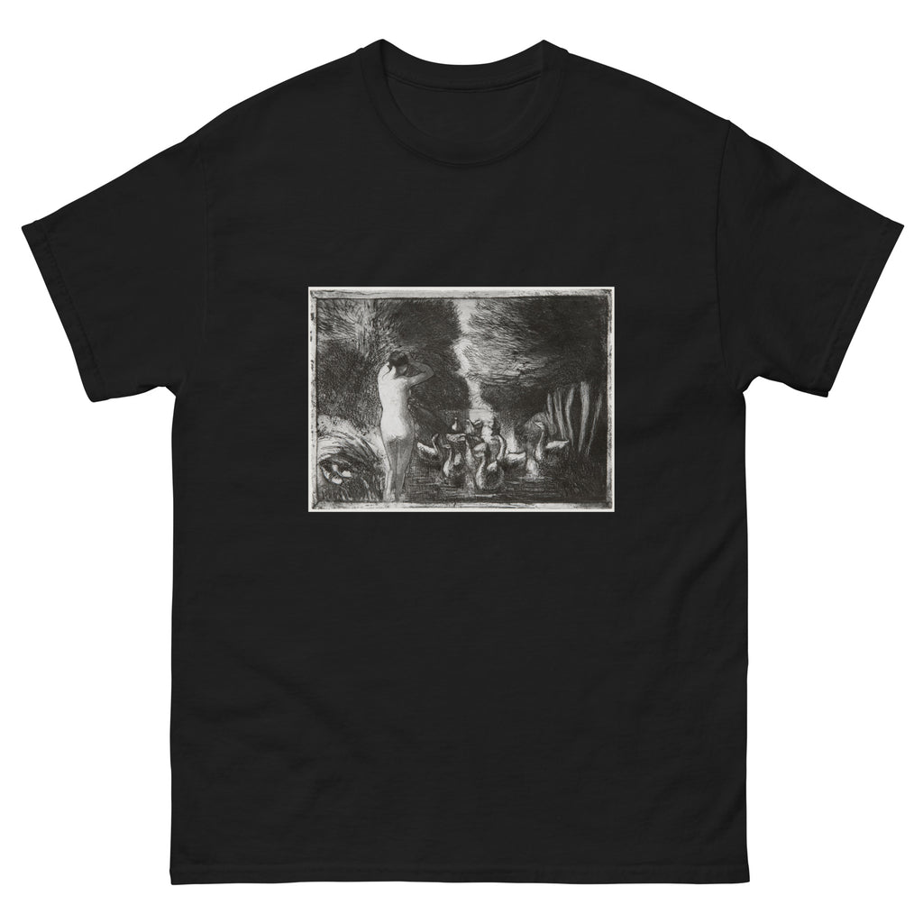Black T-shirt Bather With Geese Essential