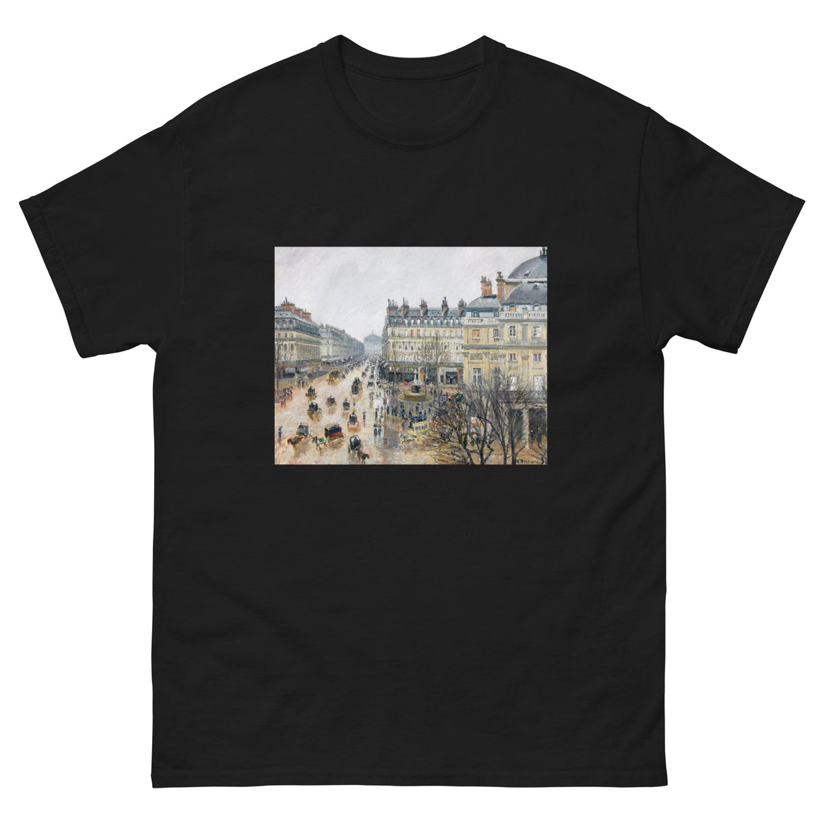 Black T-shirt French Theater Square Paris Painting In High Resolution Essential