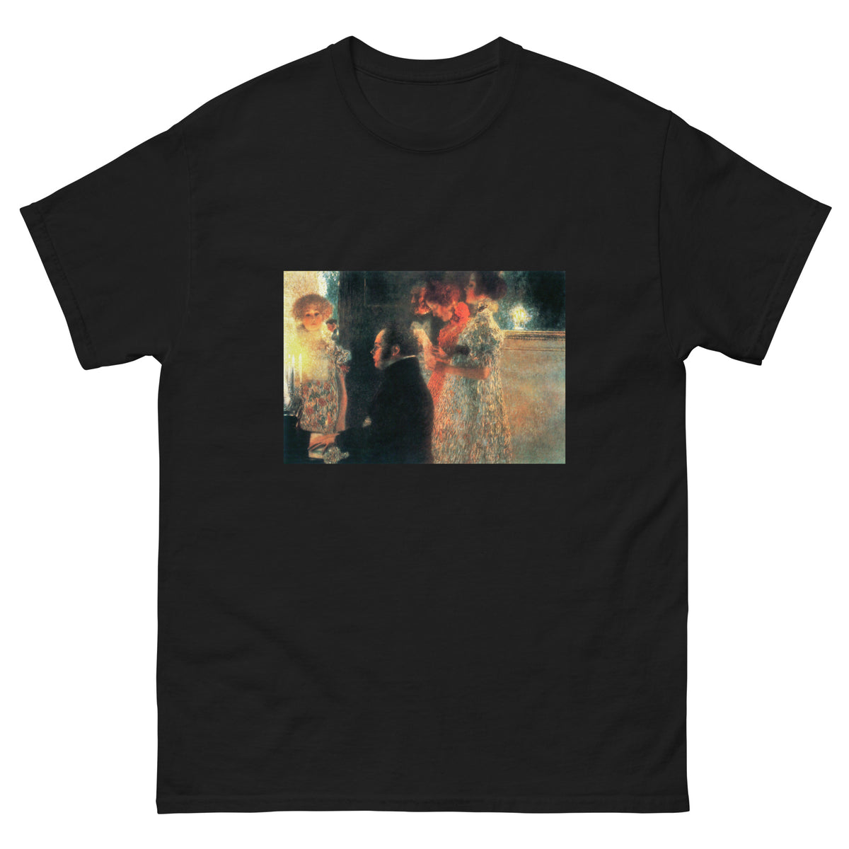 Black T-shirt Gustav Klimt Schubert At The Piano II Famous Painting Essential