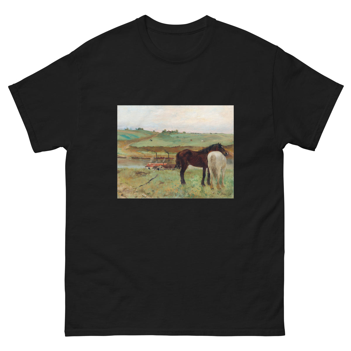 Black T-shirt Horse In A Meadow Essential