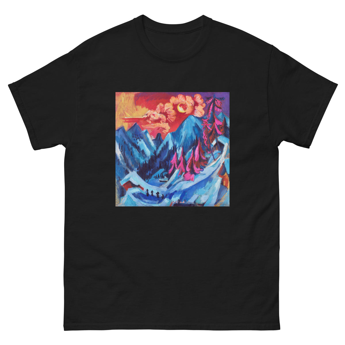Black T-shirt Winter Landscape In Moonlight Essential