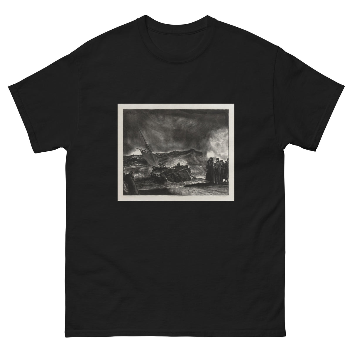 Black T-shirt Allan Donn Puts To Sea Print Essential