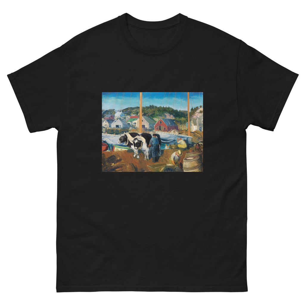Black T-shirt Ox Team Wharf At Matinicus Print Essential