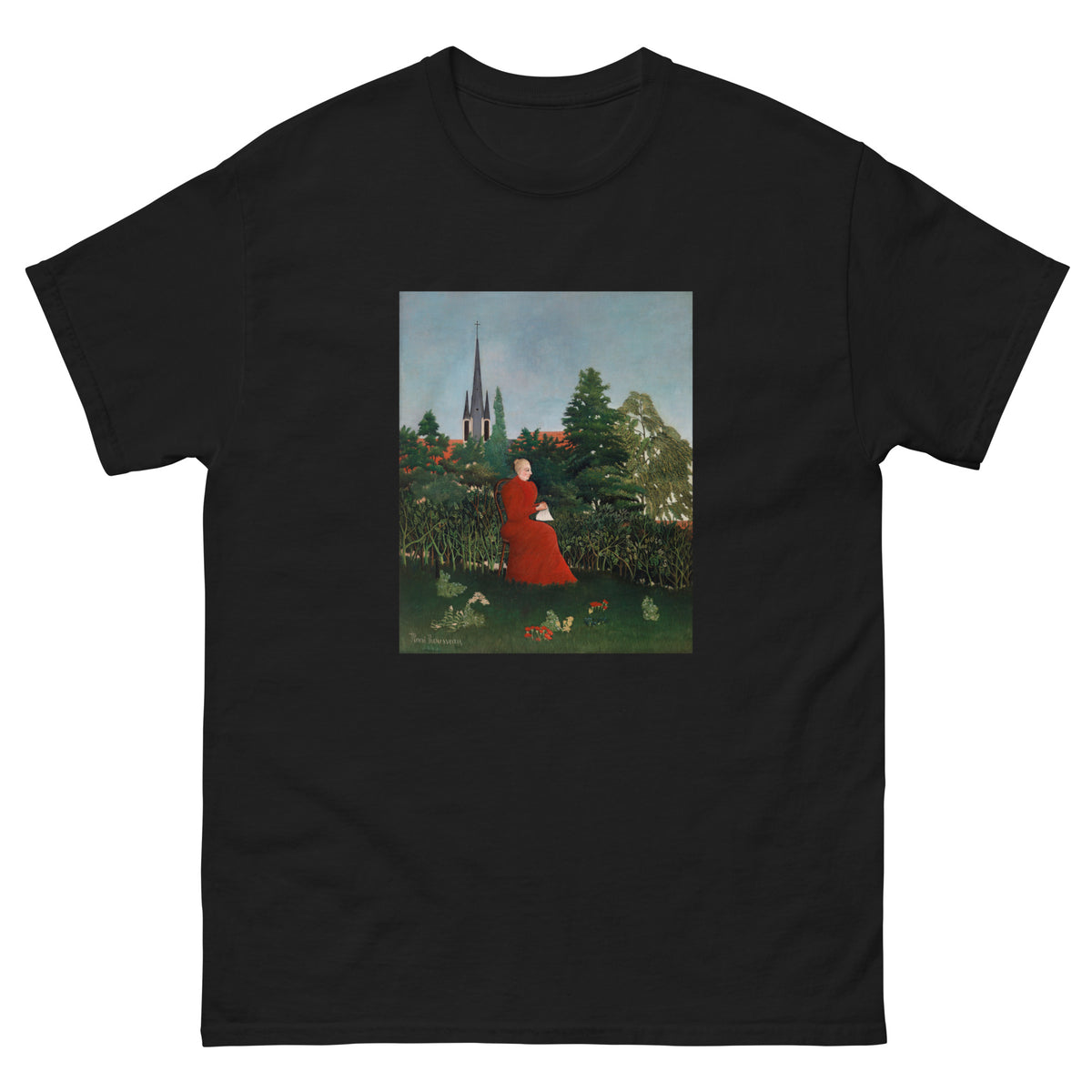 Black T-shirt Portrait Of A Woman In A Landscape Portrait De Femme Dans Un Paysage Essential