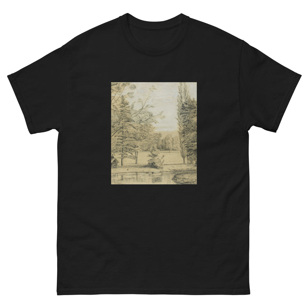 Black T-shirt River And Park Landscape Essential