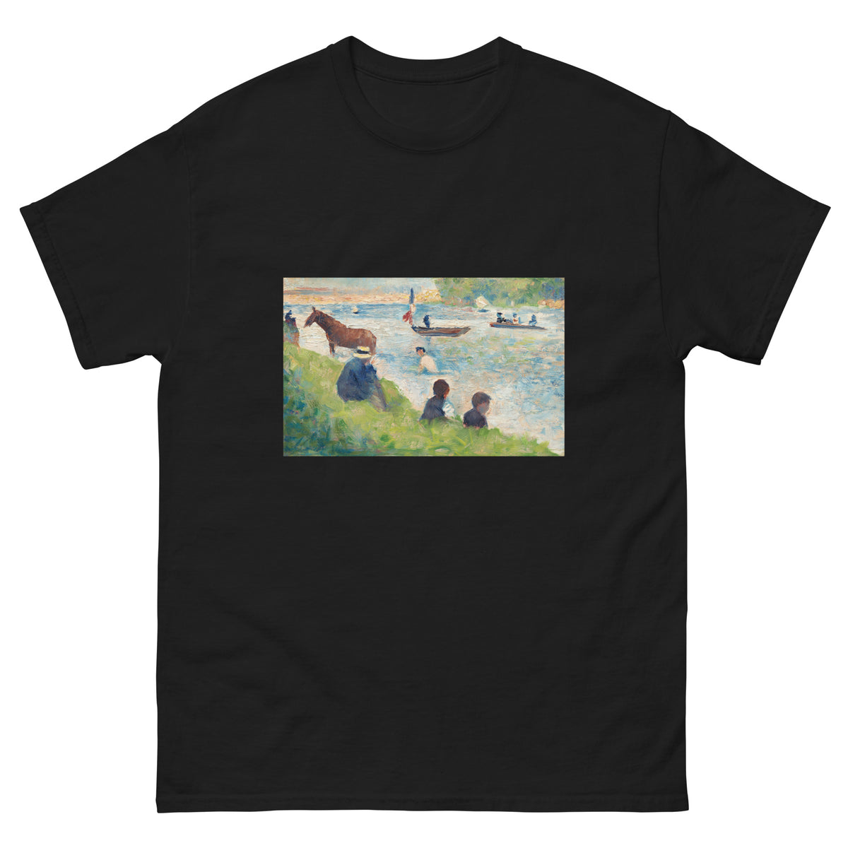 Black T-shirt Horse And Boats Study For Bathers At Asnieres Essential