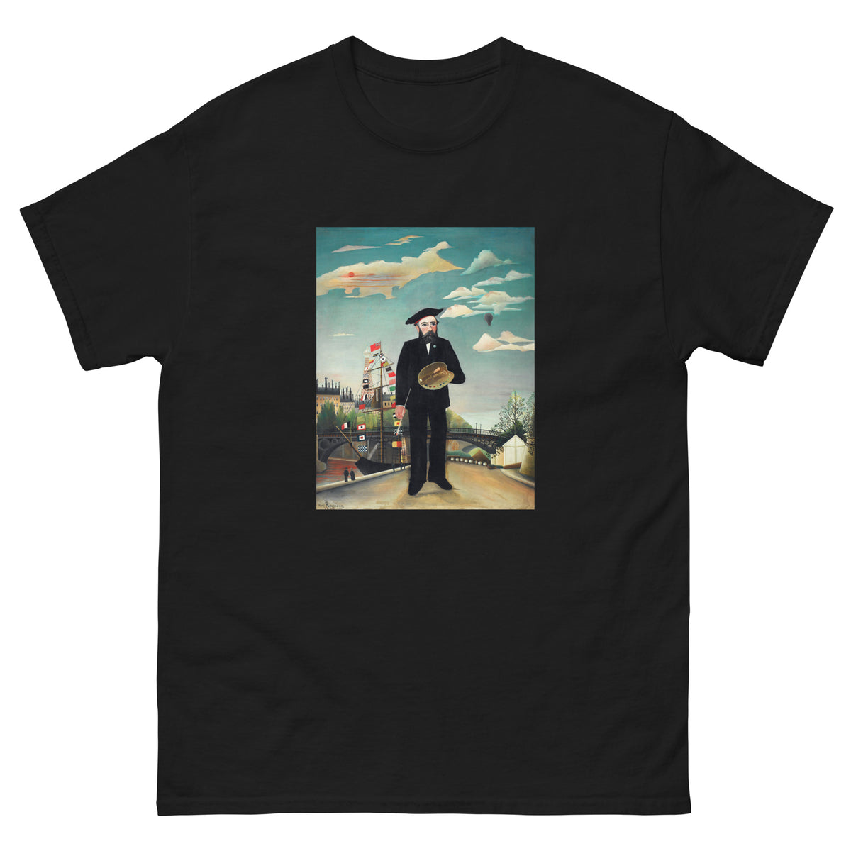 Black T-shirt Henri Rousseau Myself Portrait Landscape Famous Painting Essential