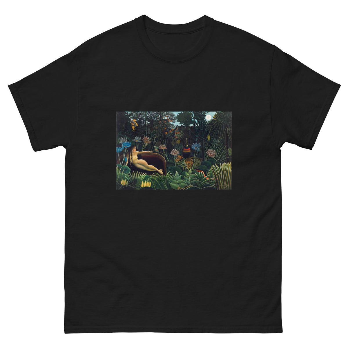 Black T-shirt Henri Rousseau The Dream Famous Painting Essential