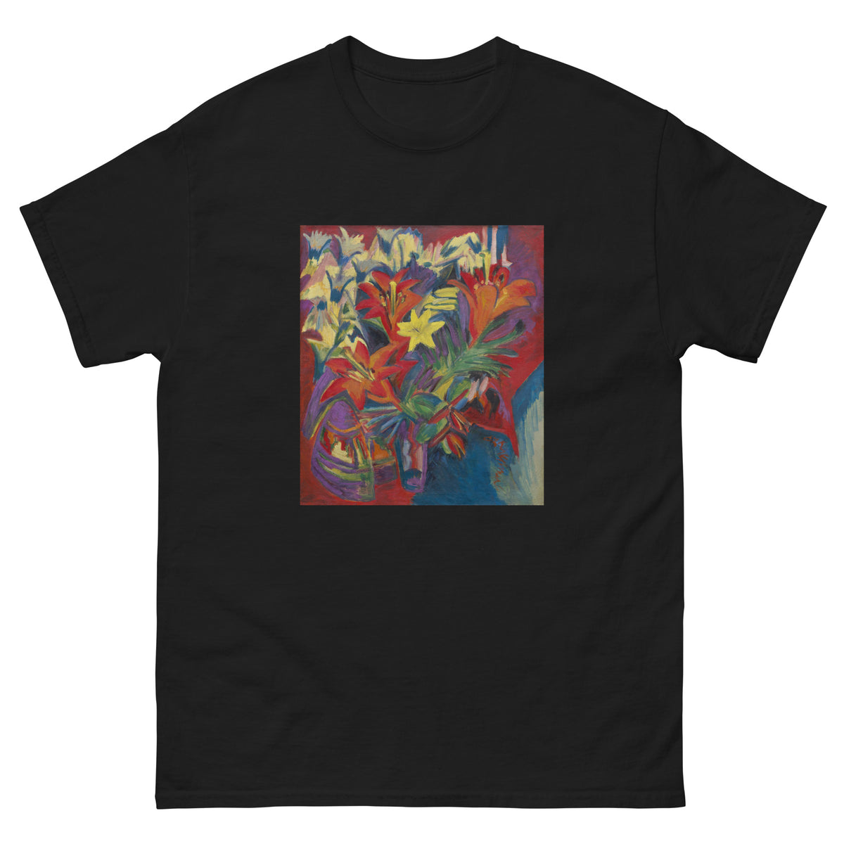 Black T-shirt Ernst Ludwig Kirchner Still Life With Lilies Famous Painting Essential