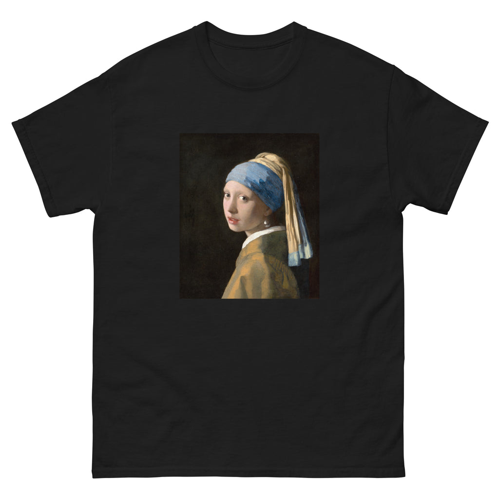 Black T-shirt Johannes Vermeer Girl With A Pearl Earring Famous Painting Essential