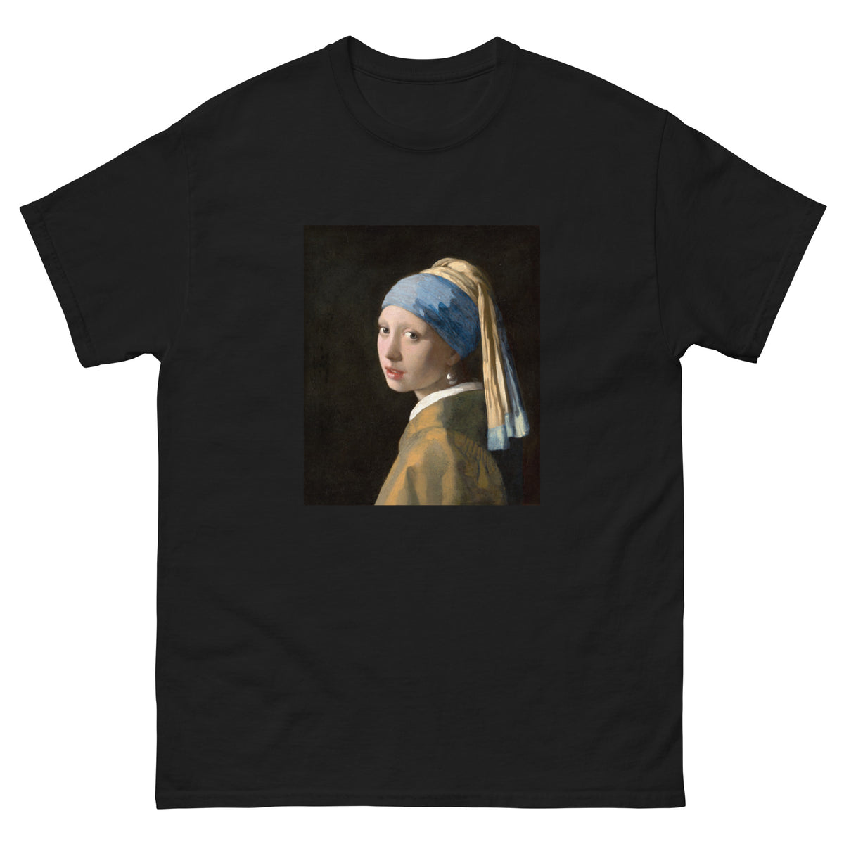 Black T-shirt Johannes Vermeer Girl With A Pearl Earring Famous Painting Essential