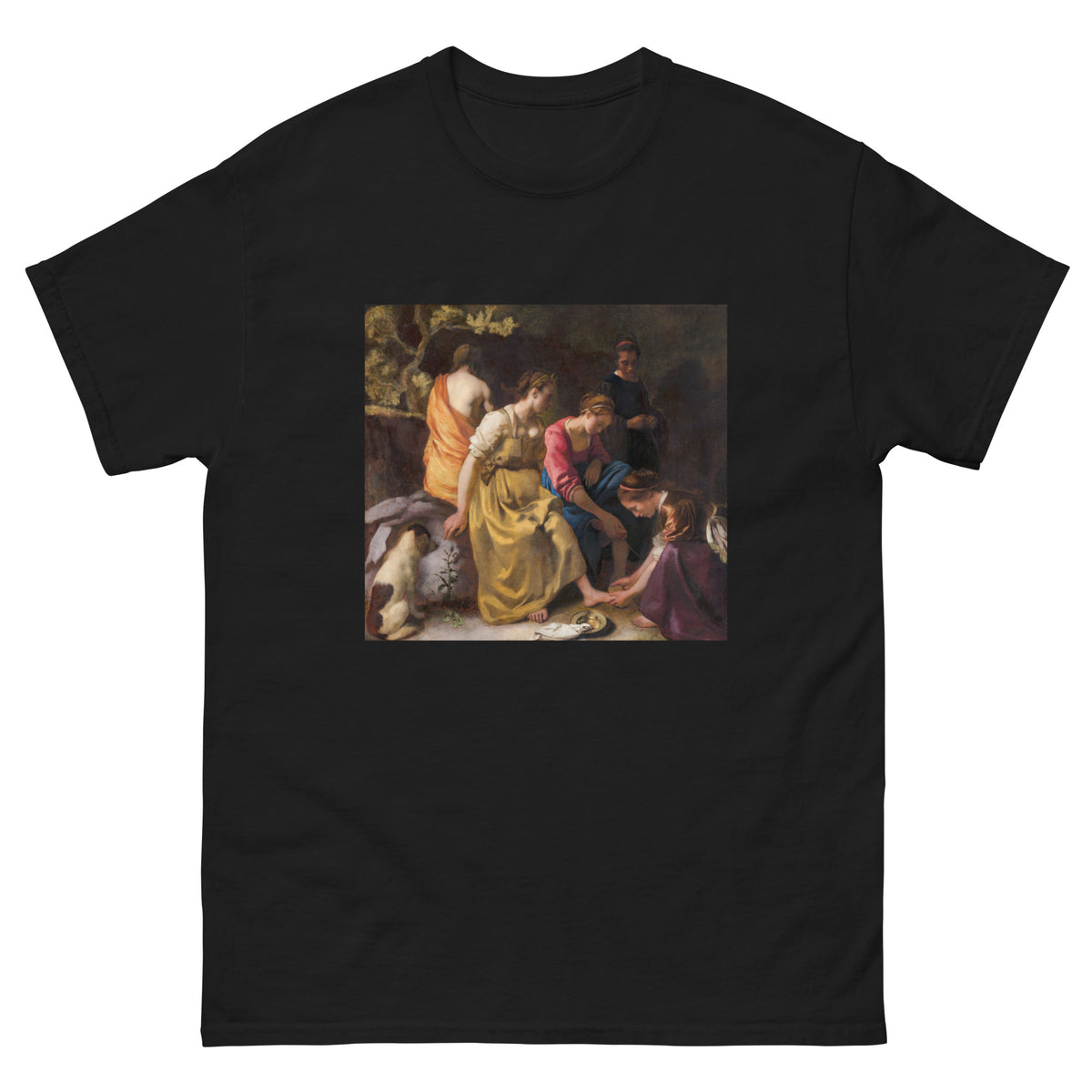 Black T-shirt Johannes Vermeer Diana And Her Nymphs Famous Painting Essential