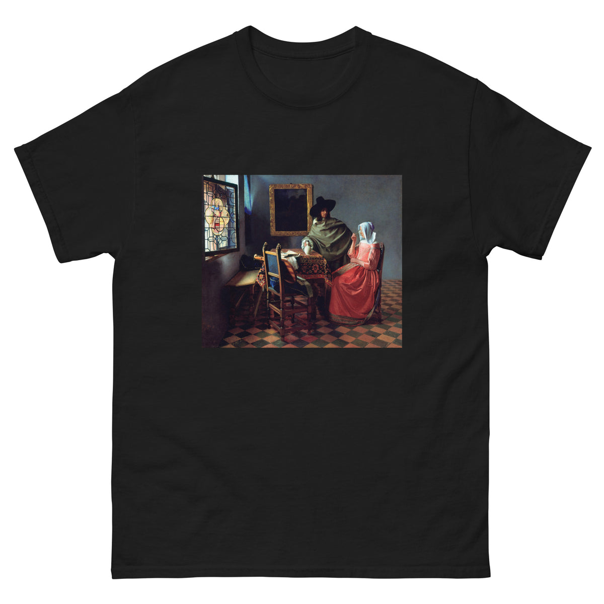 Black T-shirt Johannes Vermeer The Wine Glass Famous Painting Essential