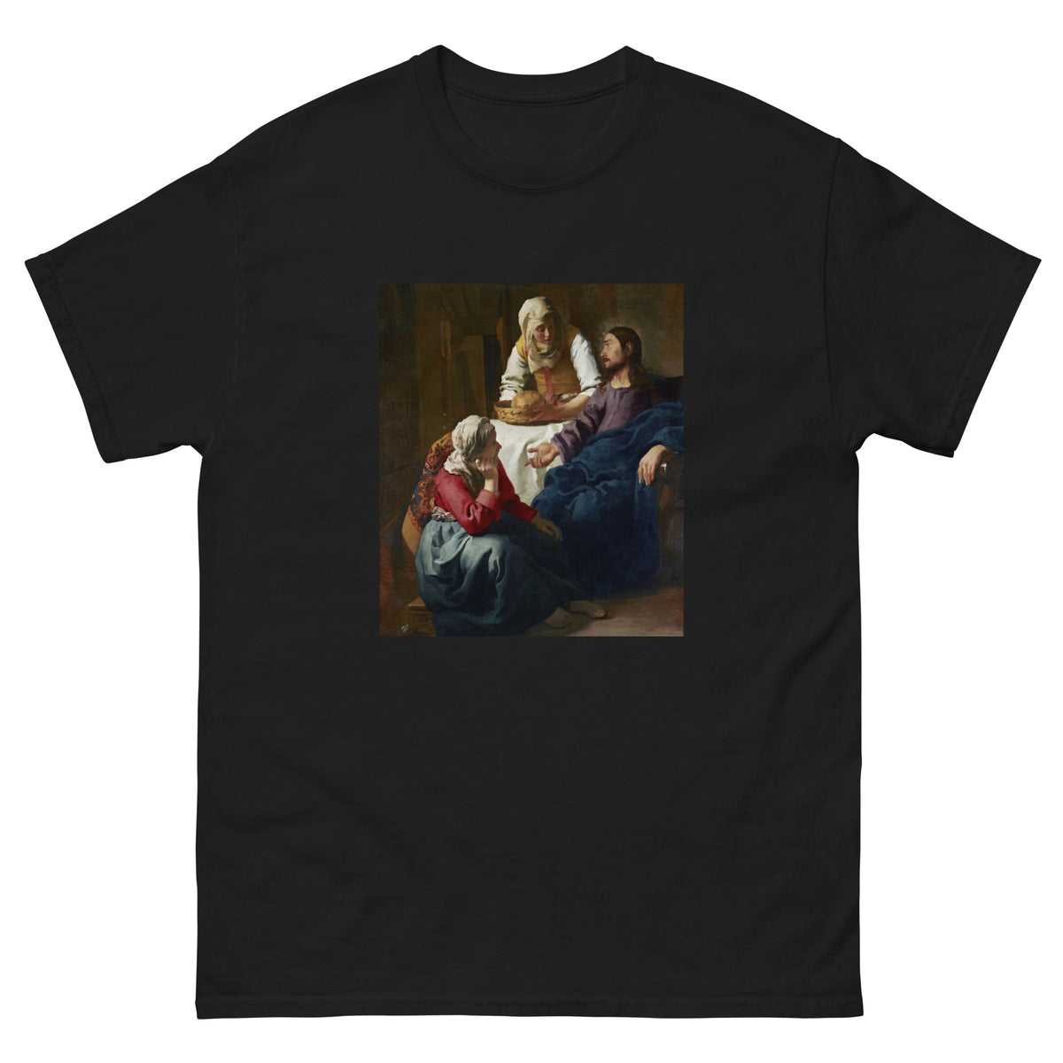 Black T-shirt Johannes Vermeer Christ In The House Of Martha And Mary Famous Painting Essential