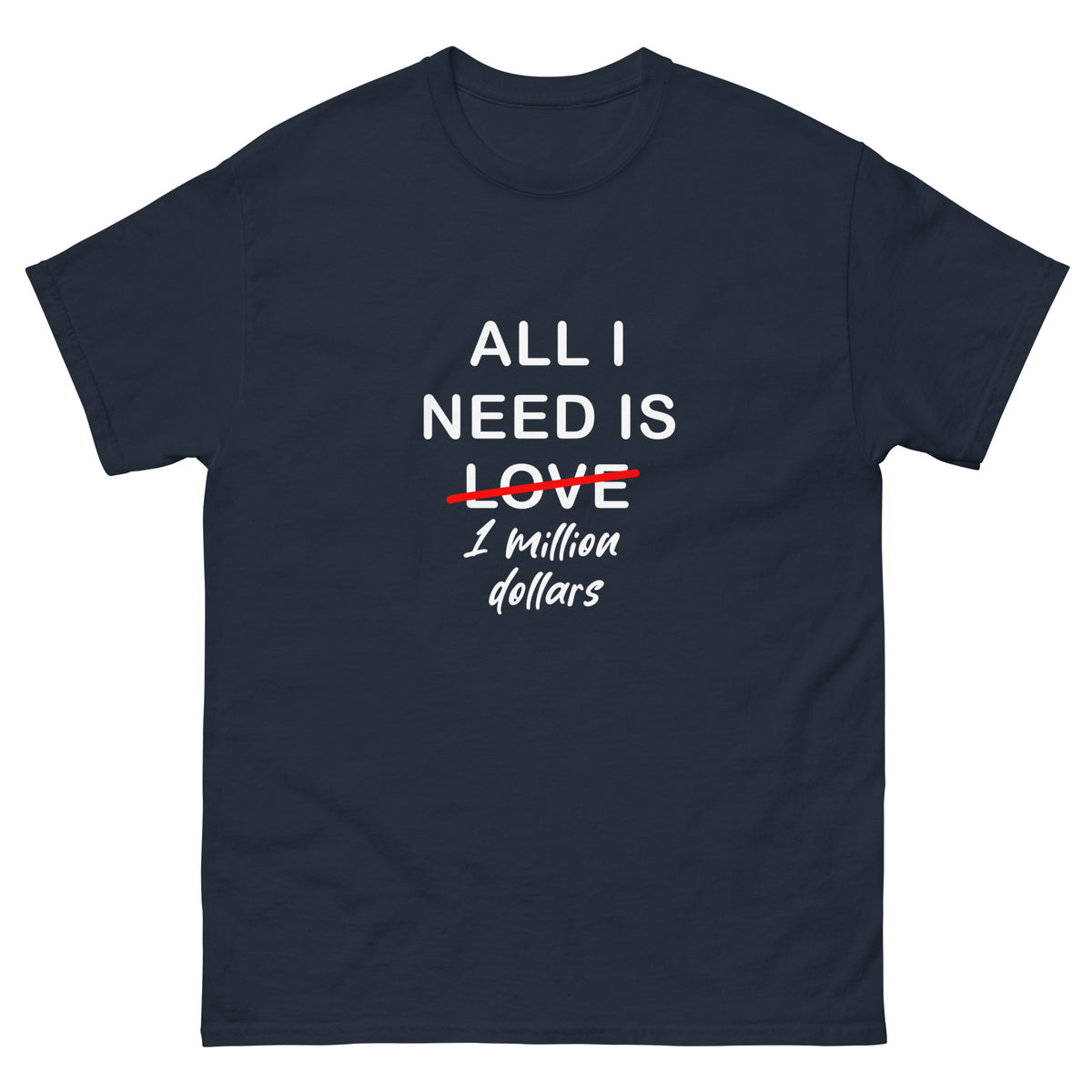 Navy T-shirt All I Need Is 1 Million Dollars Essential