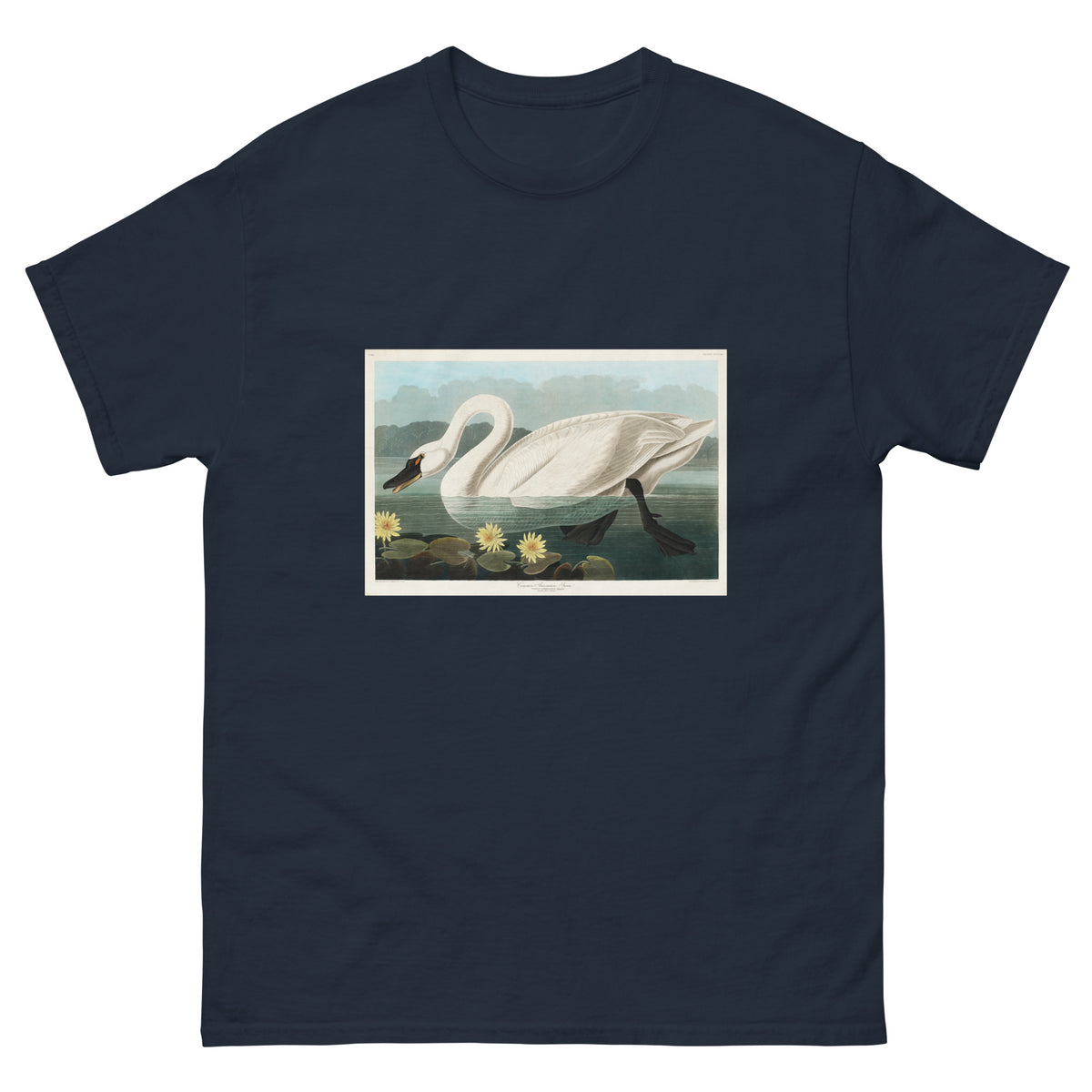 Navy T-shirt Common American Swan - John James Audubon 1827 Essential