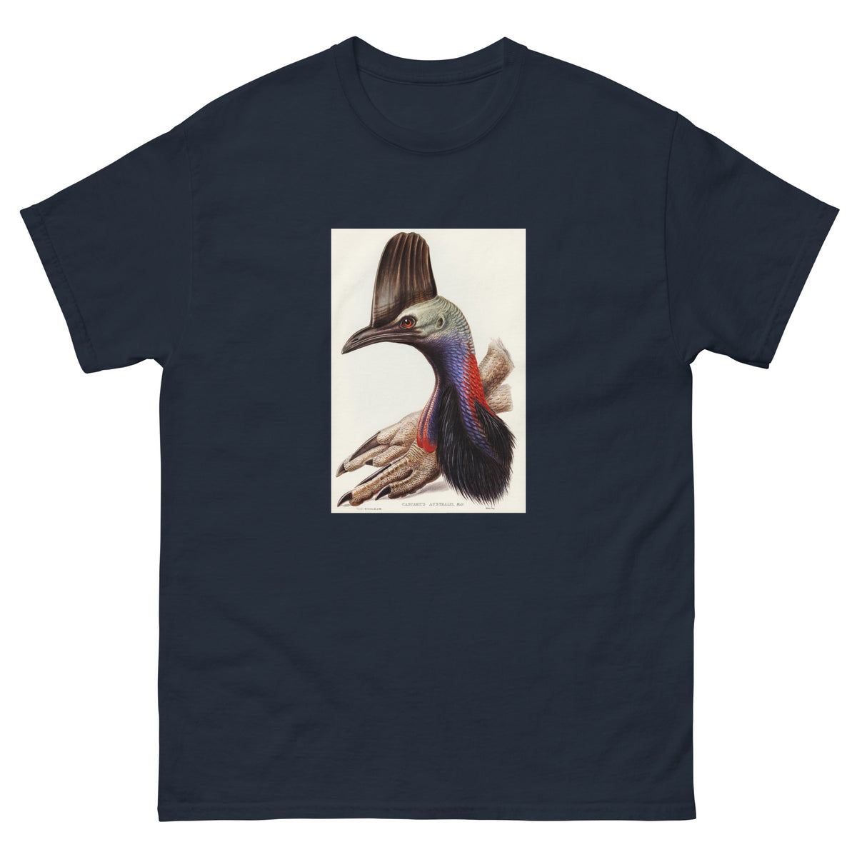 Navy T-shirt Australian Cassowary Casuarius Australis Illustrated - Elizabeth Gould 1804 Essential