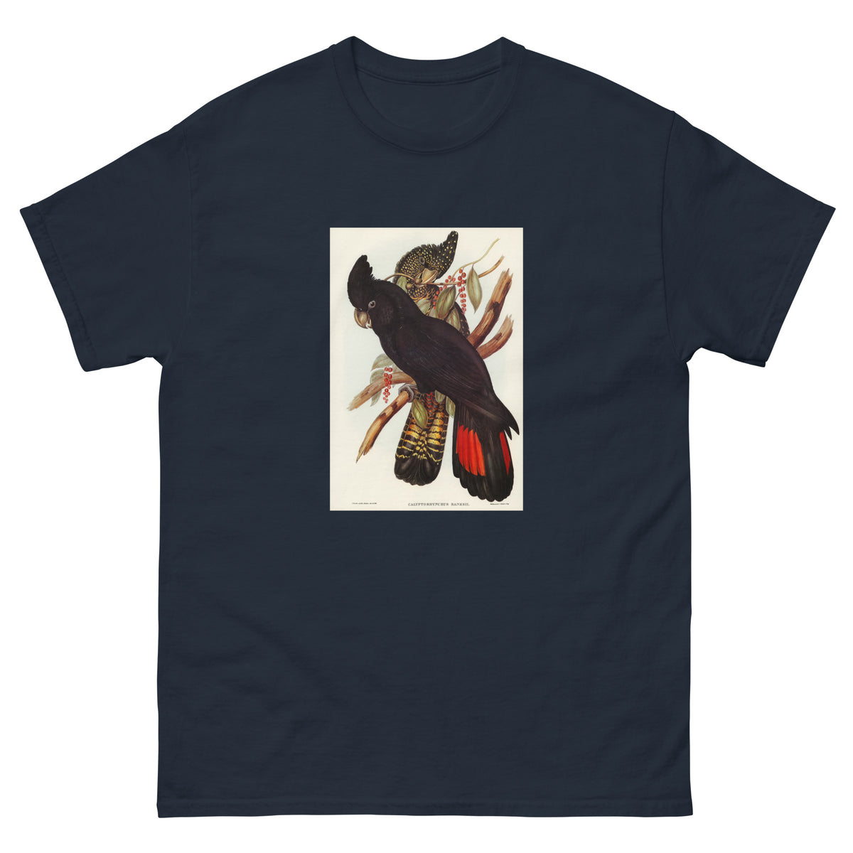 Navy T-shirt Banksian Cockatoo Calyptorhynchus Banksii Illustrated - Elizabeth Gould 1804 Essential