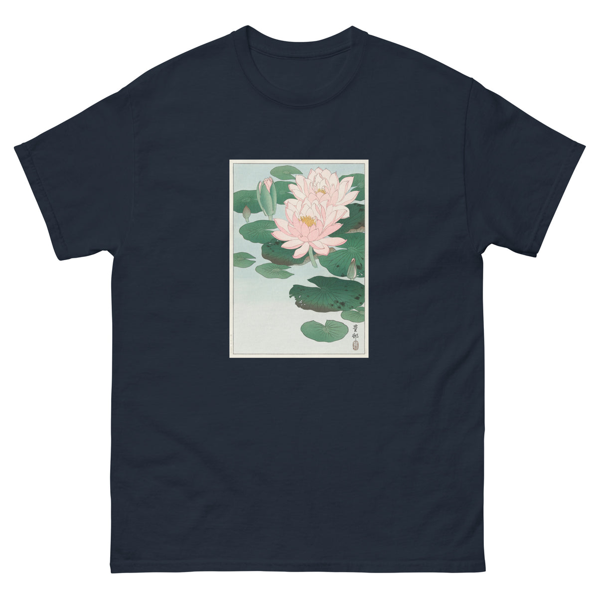 Navy T-shirt Water Lily - Ohara Koson 1920 Essential