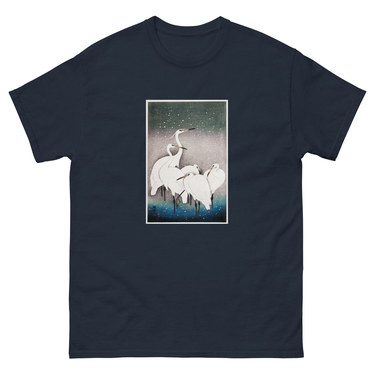 Navy T-shirt Group Of Egrets - Ohara Koson 1925 Essential
