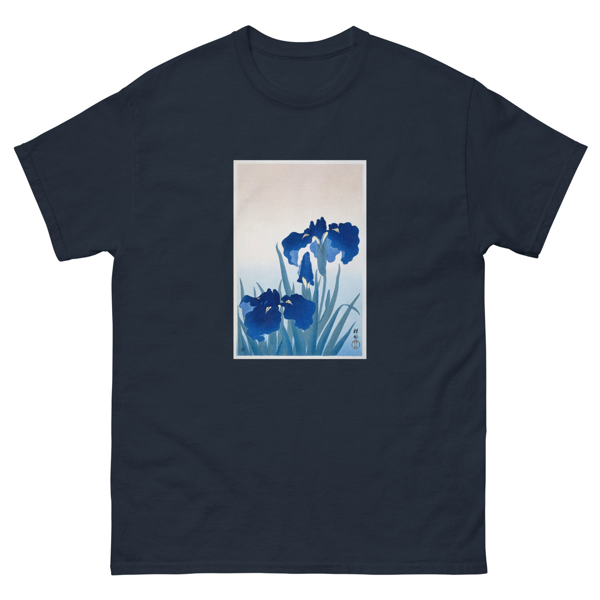 Navy T-shirt Iris Flowers - Ohara Koson 1925 Essential