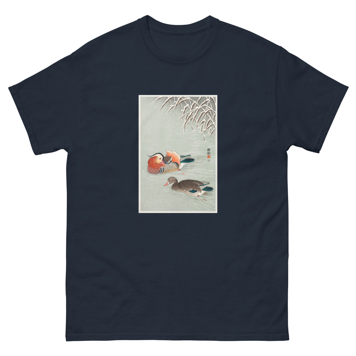 Navy T-shirt Mandarin Ducks - Ohara Koson 1925 Essential