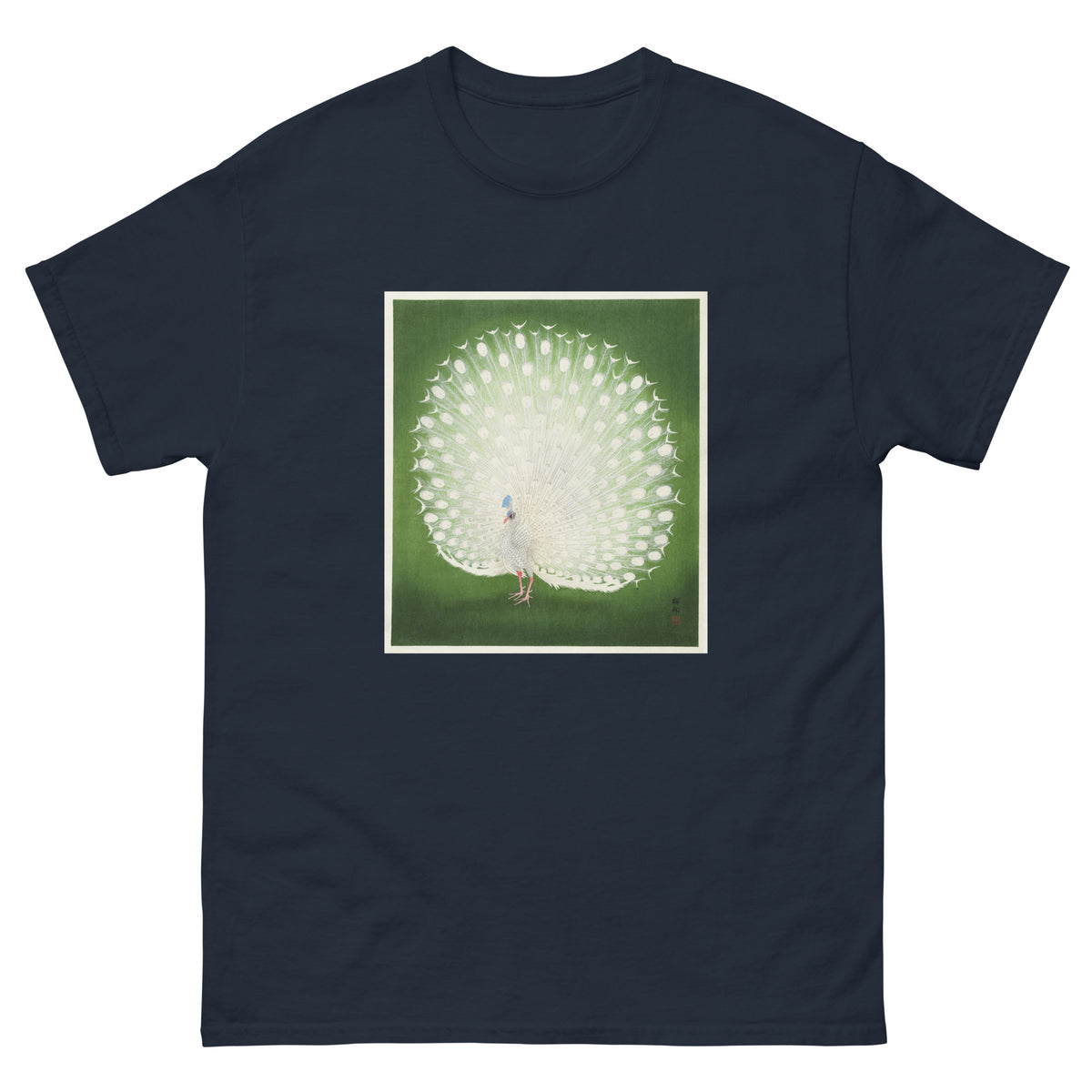 Navy T-shirt Peacock - Ohara Koson 1925 Essential