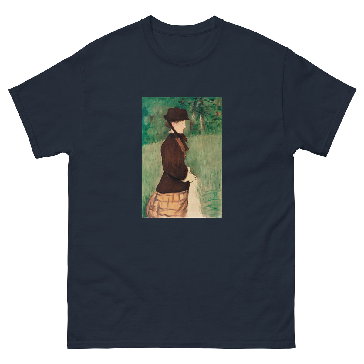 Navy T-shirt Young Woman In A Garden Jeune Femme Dans Un Jardin Painting In High Resolution Essential