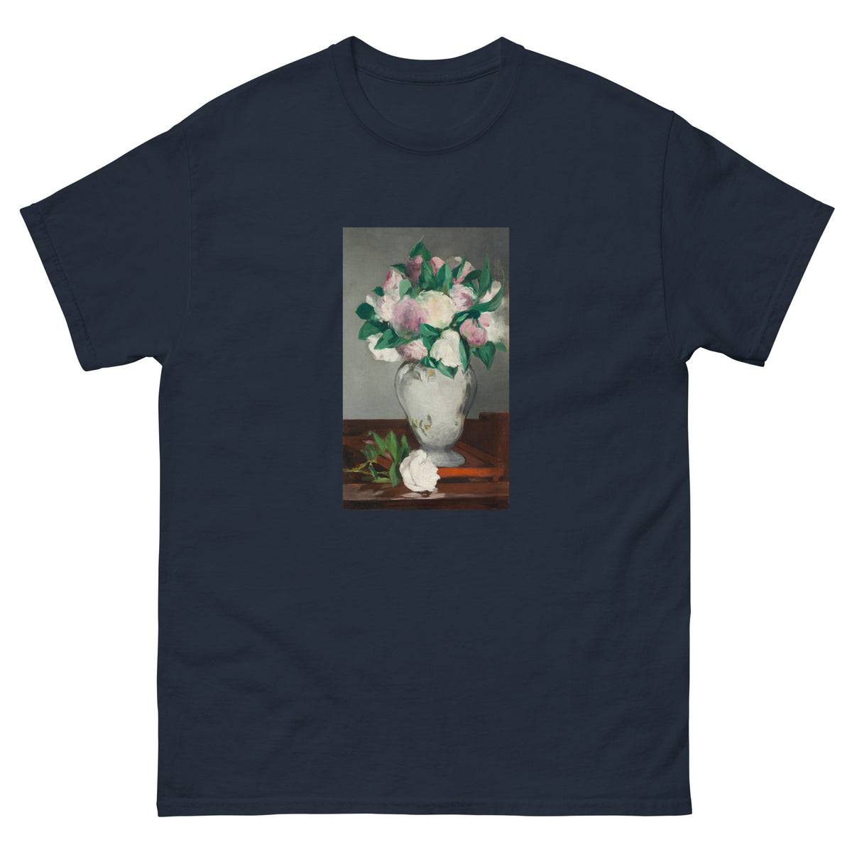 Navy T-shirt Peonies Painting In High Resolution Essential