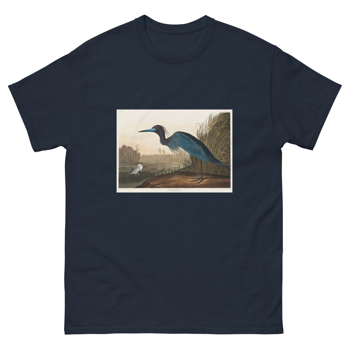 Navy T-shirt Blue Crane Or Heron Essential