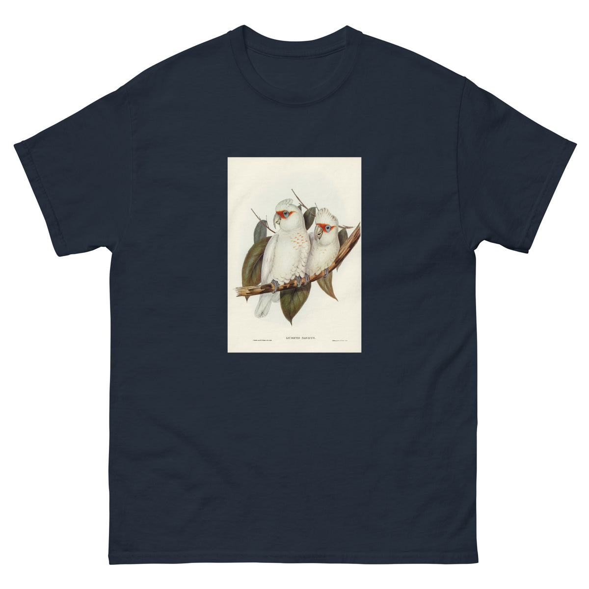 Navy T-shirt Long-Billed Cockatoo Licmetis Nasicus Illustrated - Elizabeth Gould 1804 Essential