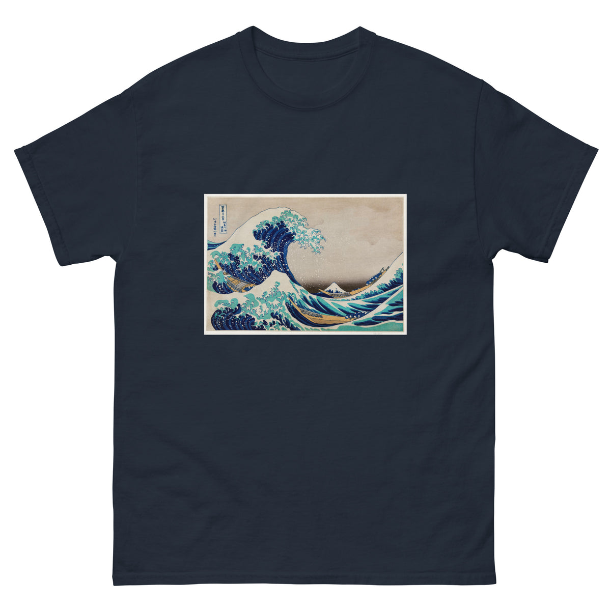Navy T-shirt Katsushika Hokusai S The Great Wave Off Kanagawa Famous Vintage Woodblock Print For Wall Art And Poster Essential