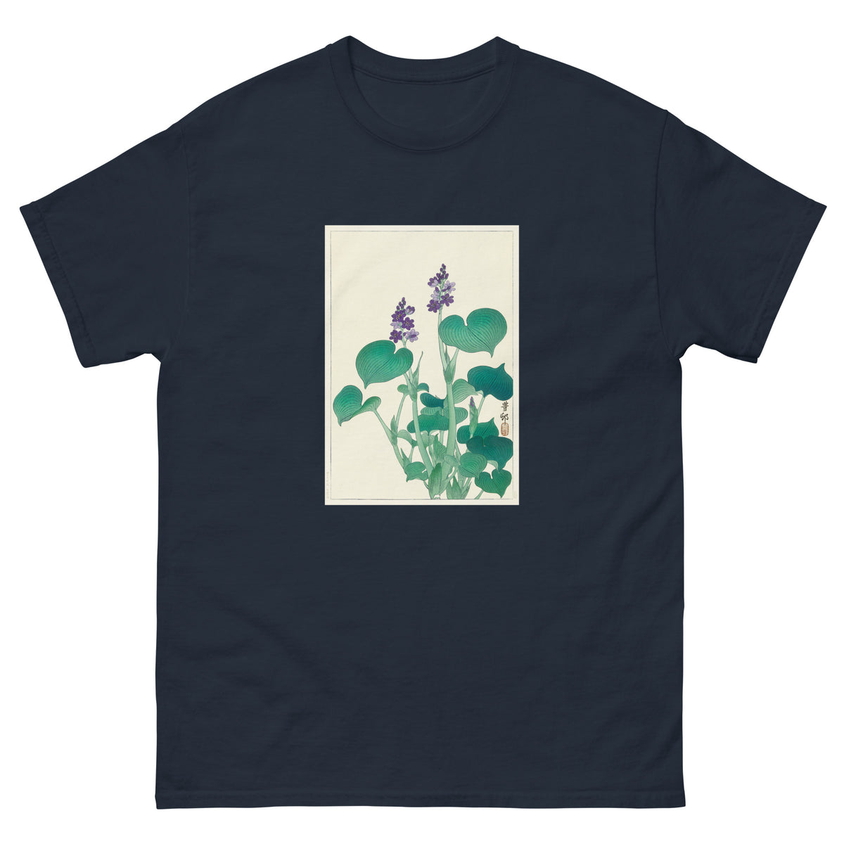 Navy T-shirt Blooming Hosta - Ohara Koson 1920 Essential
