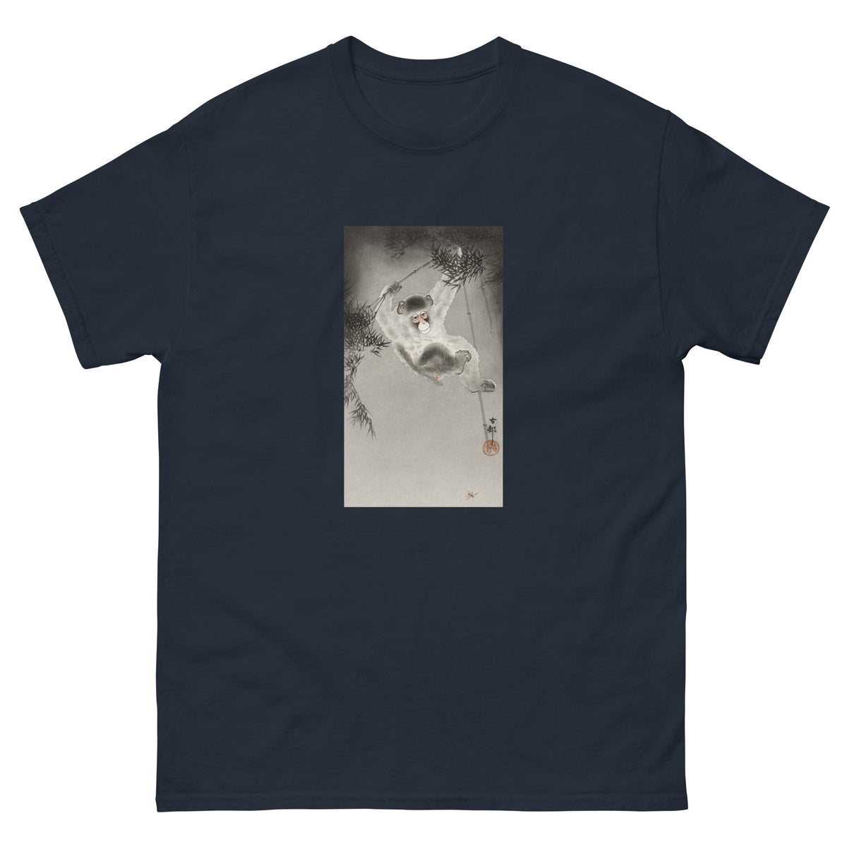 Navy T-shirt Monkey Hanging - Ohara Koson 1900 Essential