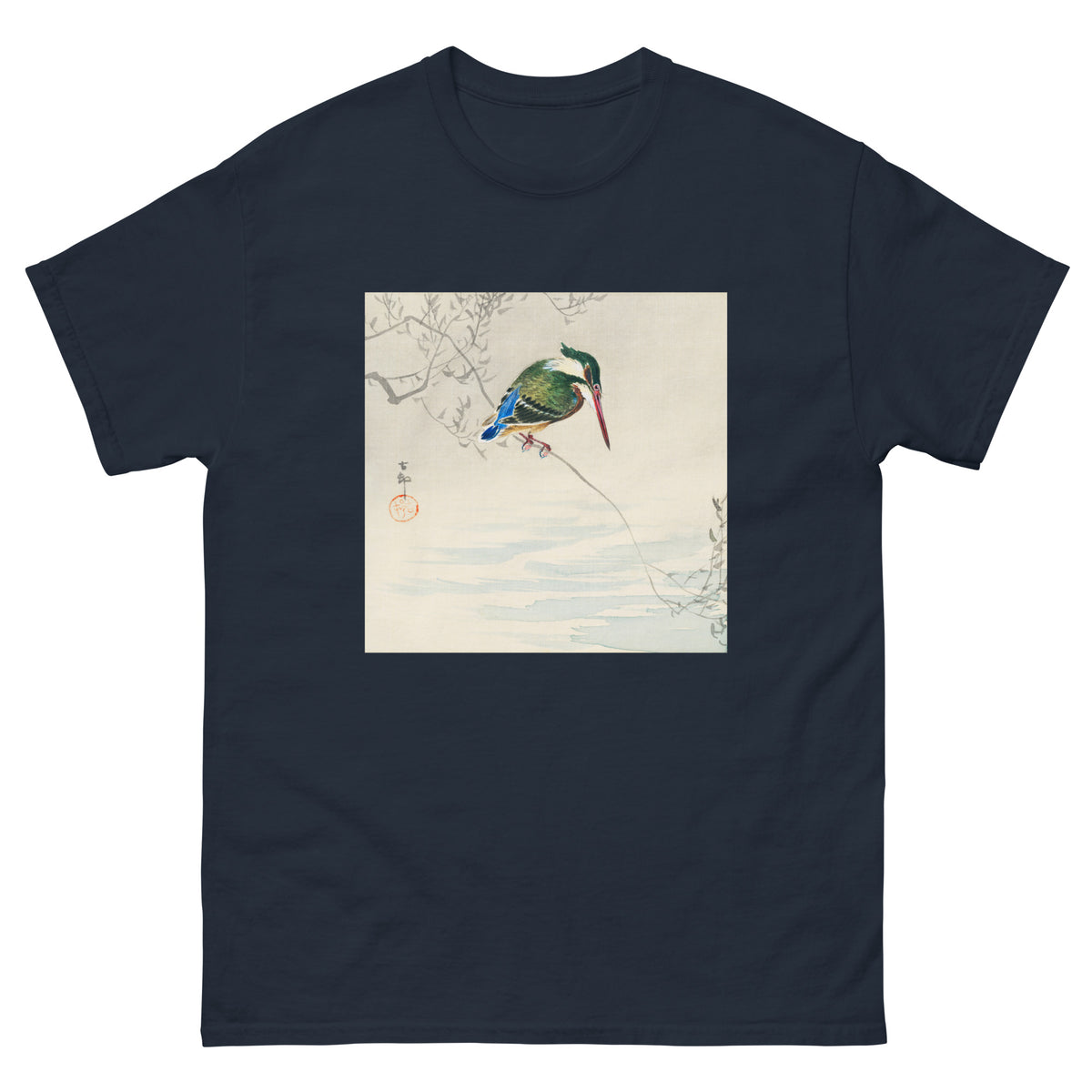Navy T-shirt A Kingfisher - Ohara Koson 1920 Essential