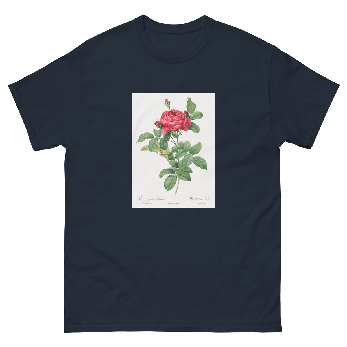 Navy T-shirt Rosa Gallica Pontiana Also Known As Bridge Rose Essential