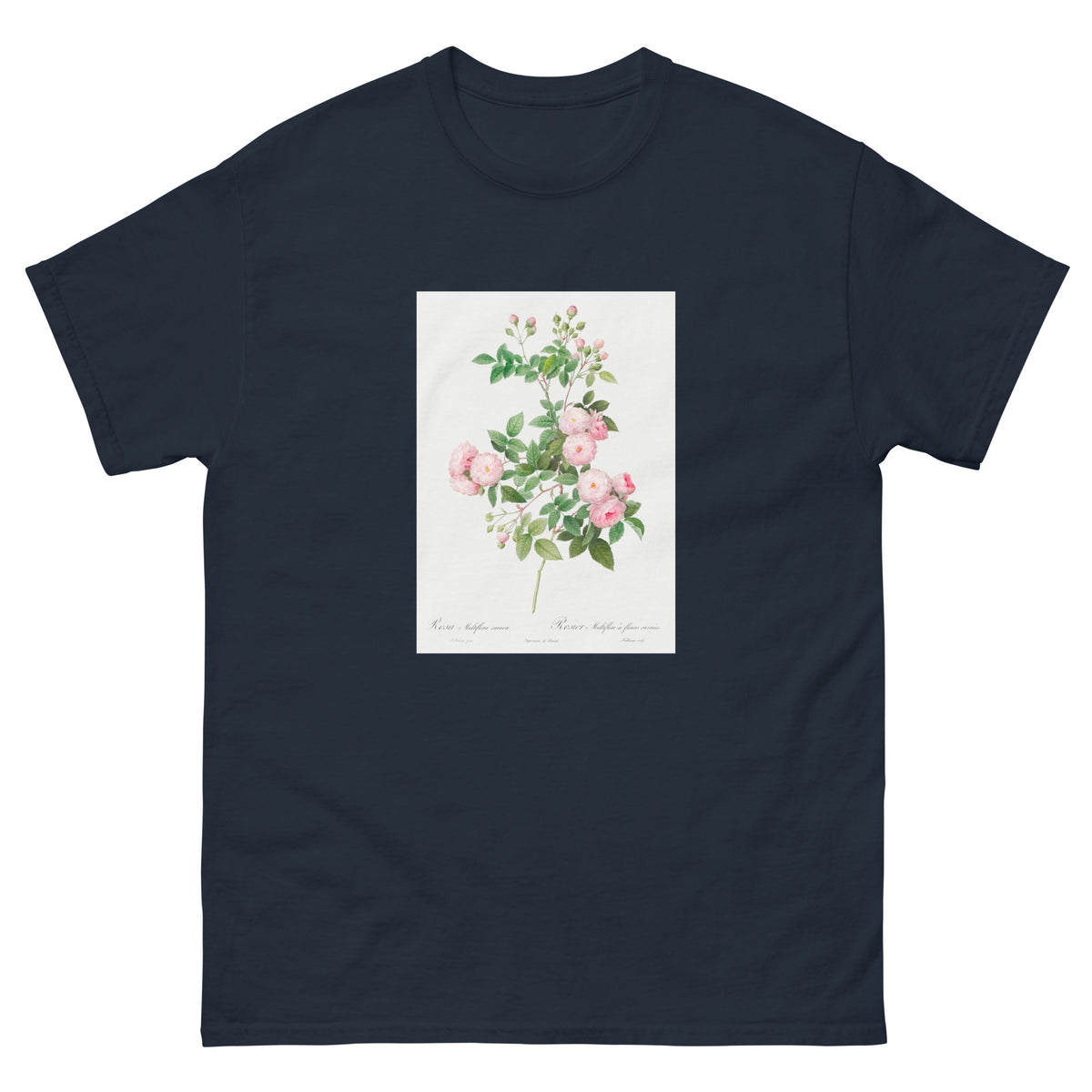 Navy T-shirt Flesh-Pink Multiflora Rosa Multiflora Carnea Essential