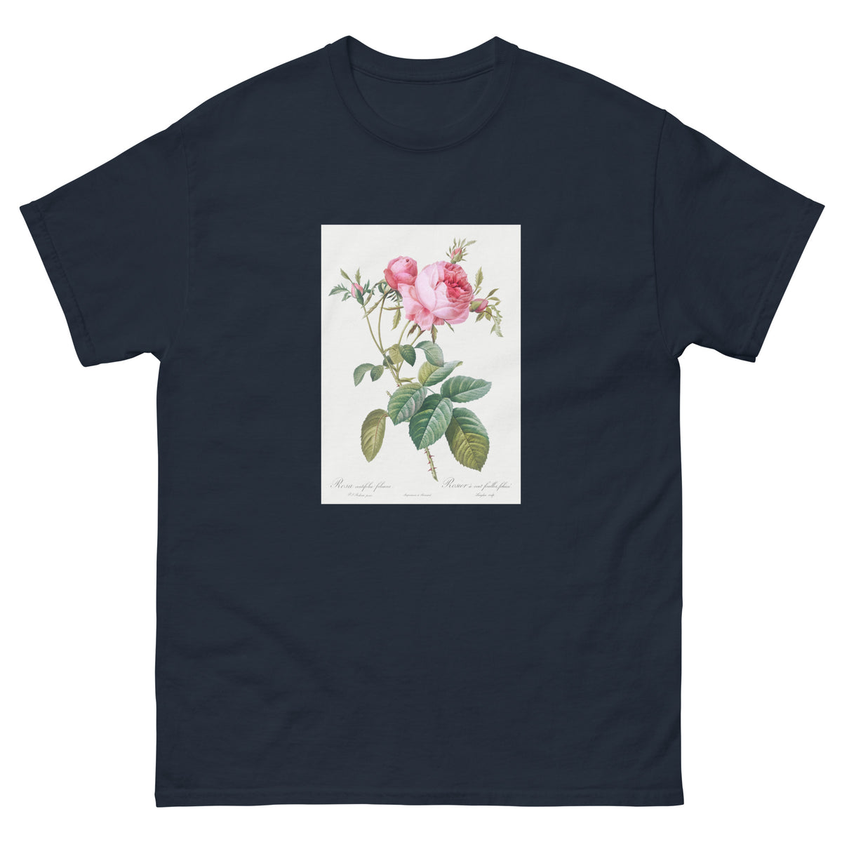Navy T-shirt Rose De Mai Rosa Centifolia Foliacea Essential