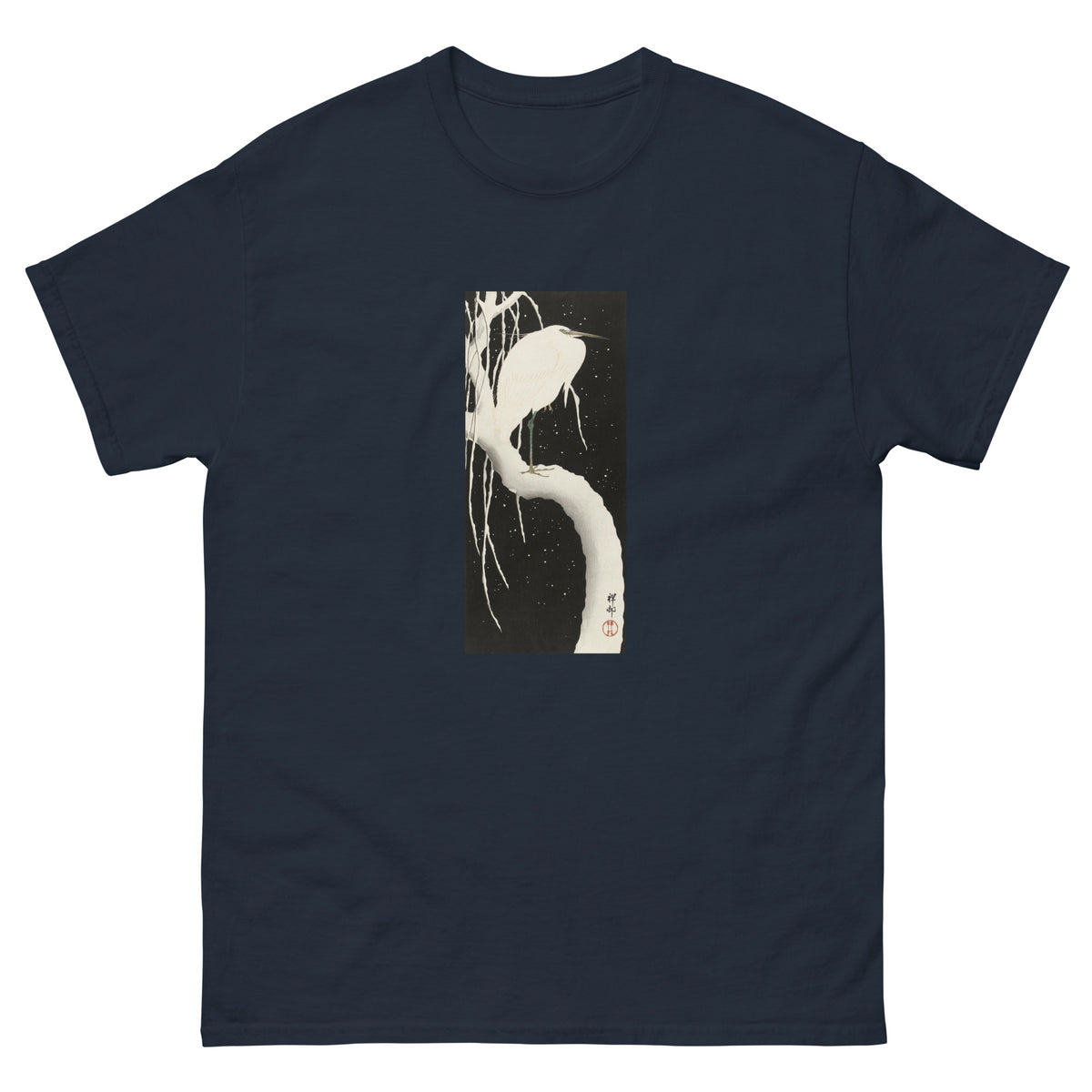 Navy T-shirt Heron In Snow Essential