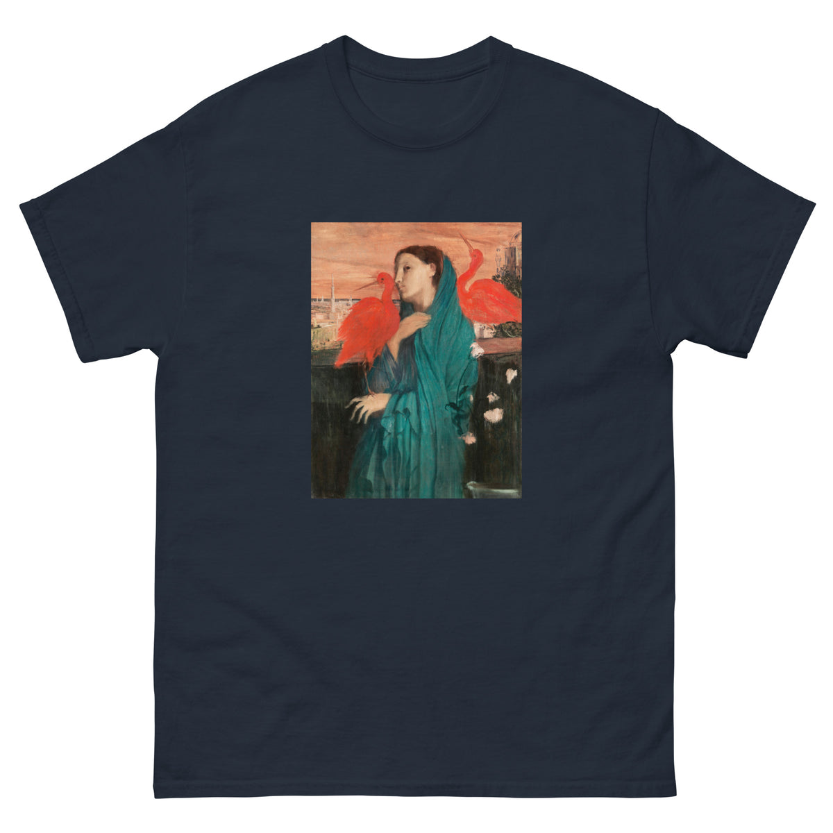 Navy T-shirt Young Woman With Ibis Painting In High Resolution Essential