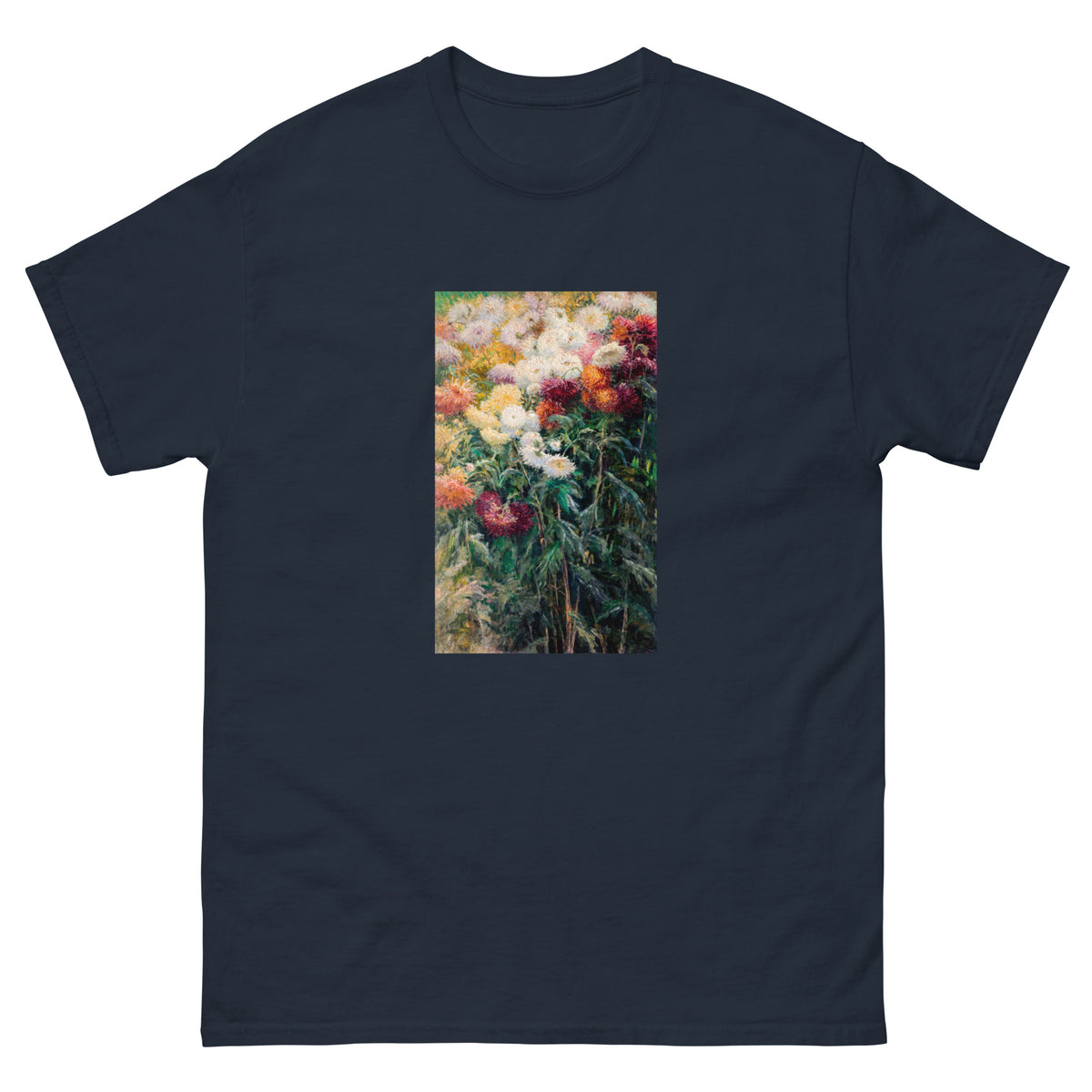 Navy T-shirt Chrysanthemums In The Garden At Petit Gennevilliers Painting In High Resolution Essential